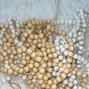Natural and White Wooden Bead Garland